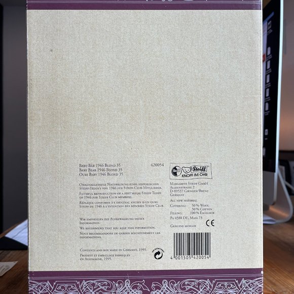 Steiff Club Ed 1995/96 Replica Baby-Bear 1946 Blond 35 w/Button Tag - Picture 2 of 9